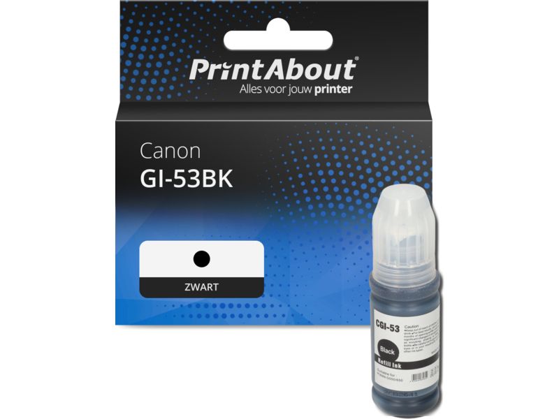 PrintAbout huismerk Inktcartridge GI-53BK Zwart Geschikt voor Canon