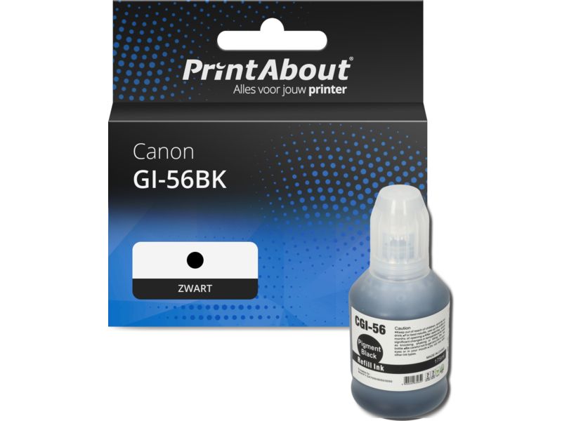 PrintAbout huismerk Inktcartridge GI-56BK Zwart Geschikt voor Canon