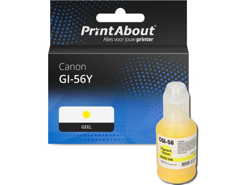 PrintAbout huismerk Inktcartridge GI-56Y Geel Geschikt voor Canon