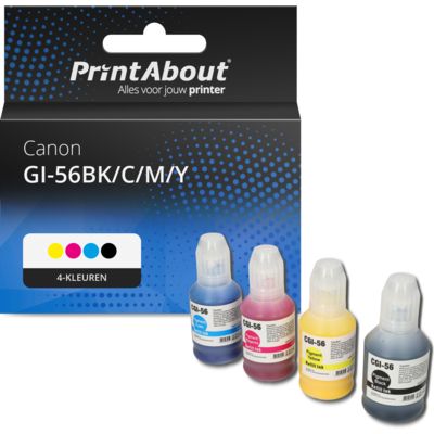 Huismerk Canon GI-56BK/C/M/Y Inktcartridge 4-kleuren Multipack