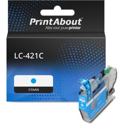 PrintAbout Huismerk vervangt Brother LC-421C Inktcartridge Cyaan