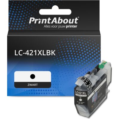 PrintAbout Huismerk vervangt Brother LC-421XLBK Inktcartridge Zwart Hoge capaciteit