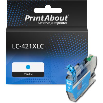 PrintAbout Huismerk vervangt Brother LC-421XLC Inktcartridge Cyaan Hoge capaciteit