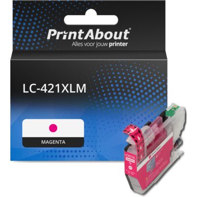 PrintAbout Huismerk vervangt Brother LC-421XLM Inktcartridge Magenta Hoge capaciteit