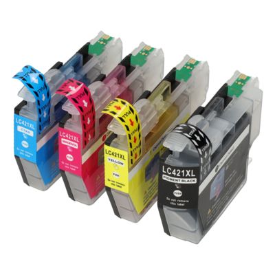 PrintAbout Huismerk vervangt Brother LC-421XLVAL Inktcartridge 4-kleuren Multipack Hoge capaciteit