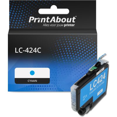 PrintAbout Huismerk vervangt Brother LC-424C Inktcartridge Cyaan
