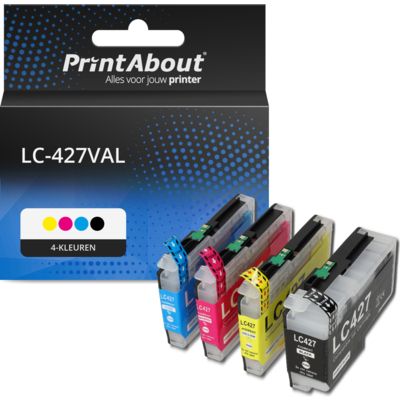 PrintAbout Huismerk vervangt Brother LC-427VAL Inktcartridge 4-kleuren Multipack