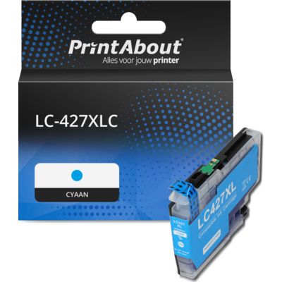 PrintAbout Huismerk vervangt Brother LC-427XLC Inktcartridge Cyaan Hoge capaciteit
