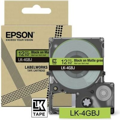 Epson LK-4GBJ Labeltape Mat Zwart op Groen (12 mm)