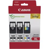 Canon PG-560XL + PG-560XL + PG-561XL Multipack Inktcartridge Zwart + 3 kleuren Multipack
