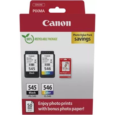 Canon PG-545 + CL-546 photo value pack (PG-545 / CL-546) Inktcartridge Zwart + 3 kleuren Multipack