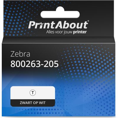 Huismerk Zebra 800263-205 Etiket Zwart op wit (76 mm x 51 mm) 12 rollen