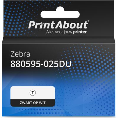 Huismerk Zebra 880595-025DU Etiket Zwart op wit (38 mm x 25 mm) 12 rollen