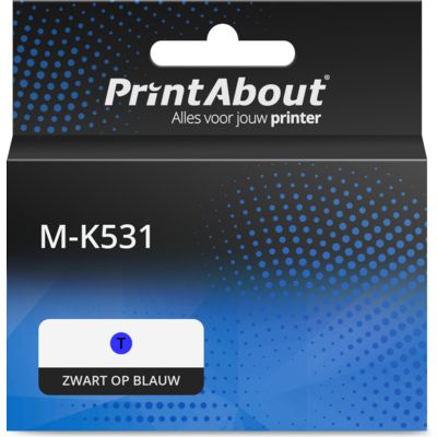 PrintAbout Huismerk vervangt Brother M-K531 Tape Zwart op blauw (12 mm)