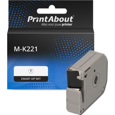 PrintAbout Huismerk vervangt Brother M-K221 Tape Zwart op wit (9 mm)