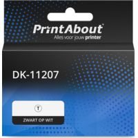 PrintAbout Huismerk vervangt Brother DK-11207 Etiket Zwart op wit (58 x 58) (DVD/CD)
