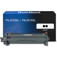 PrintAbout Huismerk vervangt Brother TN-2510XL + TN-2510XL Toner Zwart Multipack Hoge capaciteit