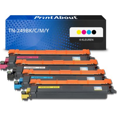 PrintAbout Huismerk vervangt Brother TN-249BK/C/M/Y Toner 4-kleuren Multipack