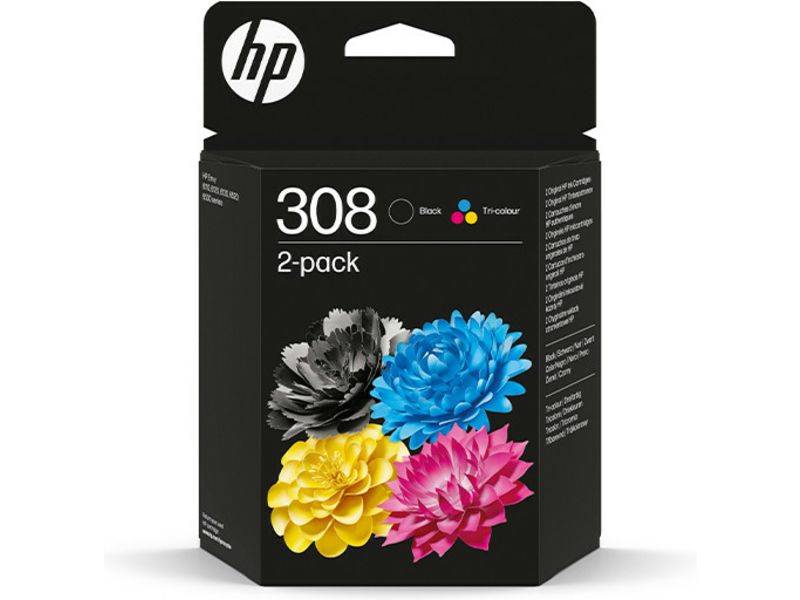HP 308 (6L6S6UE) Inktcartridge Zwart + 3 kleuren Multipack