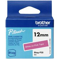 Brother Btag-P35 Tape Wit op roze