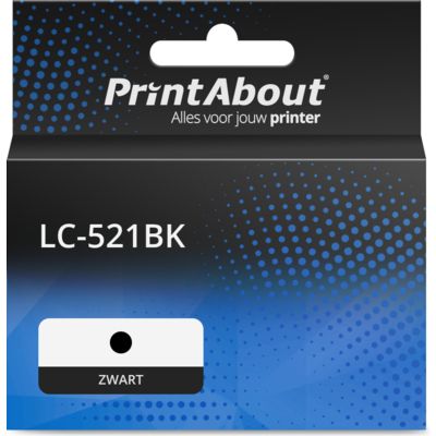 PrintAbout Huismerk vervangt Brother LC-521BK Inktcartridge Zwart