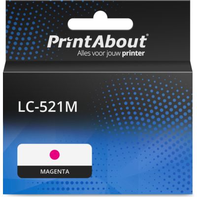 PrintAbout Huismerk vervangt Brother LC-521M Inktcartridge Magenta