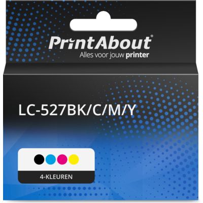PrintAbout Huismerk vervangt Brother LC-527BK/C/M/Y Inktcartridge 4-kleuren Multipack