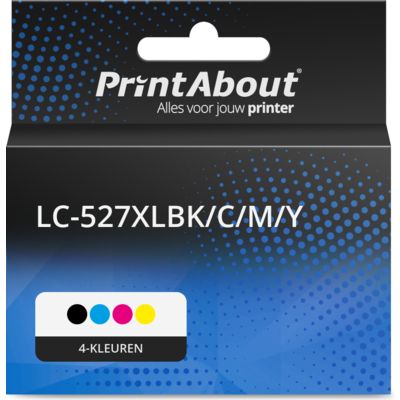 PrintAbout Huismerk vervangt Brother LC-527XLBK/C/M/Y Inktcartridge 4-kleuren Multipack Hoge capaciteit