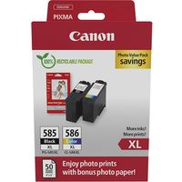 Canon PG-585XL + CL586XL + GP-501 Inktcartridge Zwart + 3 kleuren Multipack Hoge capaciteit