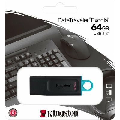 Kingston 64GB USB3.2 Gen 1 DataTraveler Exodia (Black + Teal) USB-stick