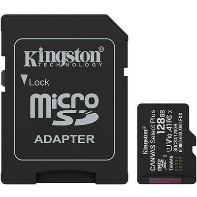 Kingston 128GB microSDXC Canvas Select Plus Gen3 150MB/s A1 Card + Adapter SD-kaart