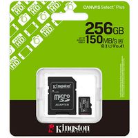 Kingston 256GB microSDXC Canvas Select Plus Gen3 150MB/s A1 Card + Adapter SD-kaart