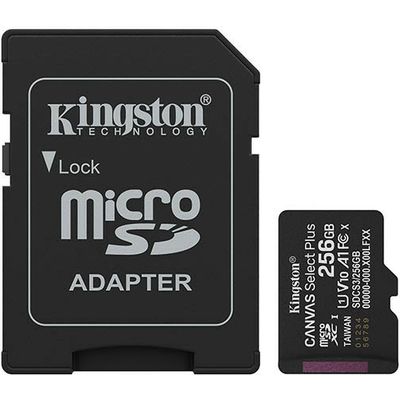 Kingston 256GB microSDXC Canvas Select Plus Gen3 150MB/s A1 Card + Adapter SD-kaart