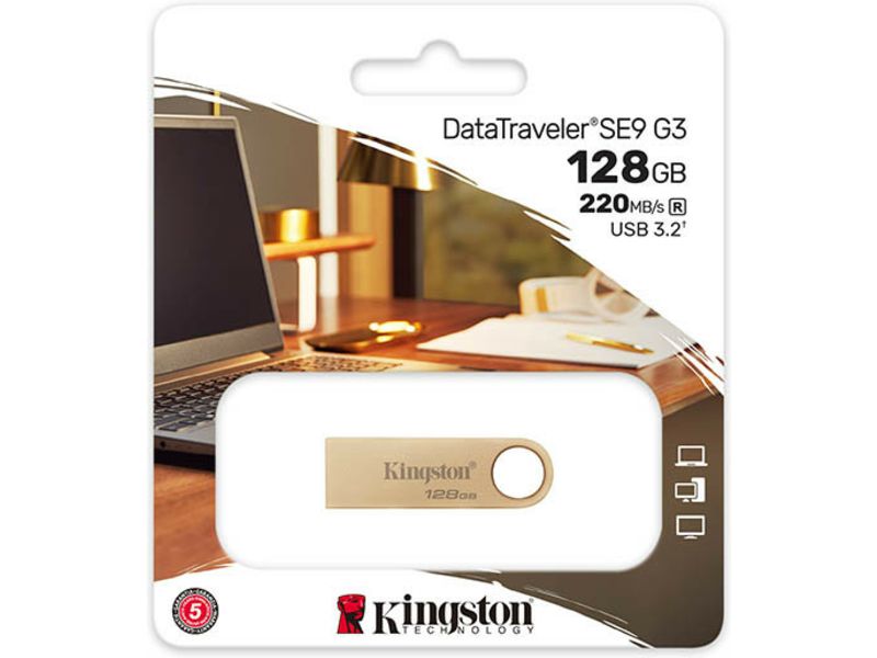 PrintAbout Kingston 128GB 220MB/s Metal USB 3.2 Gen 1 DataTraveler SE9 G3 USB-stick aanbieding