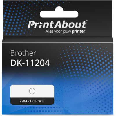 Huismerk Brother DK-11204 Etiket Zwart op wit (17 mm x 54 mm)