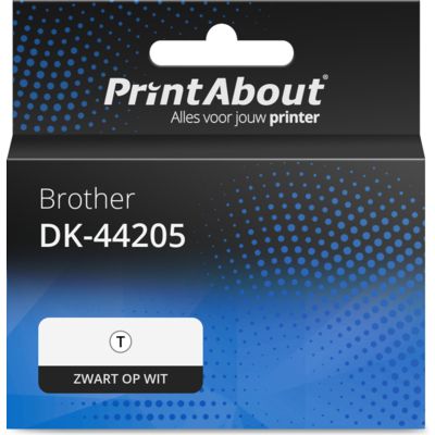 Huismerk Brother DK-44205 Etiket Zwart op wit (62 mm)