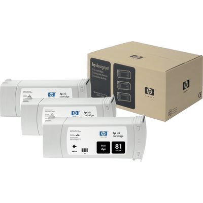 HP 81 (C5066A) Inktcartridge Zwart Voordeelbundel 3-pack