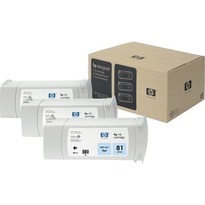 HP 81 (C5070A) Inktcartridge Licht-cyaan Voordeelbundel 3-pack