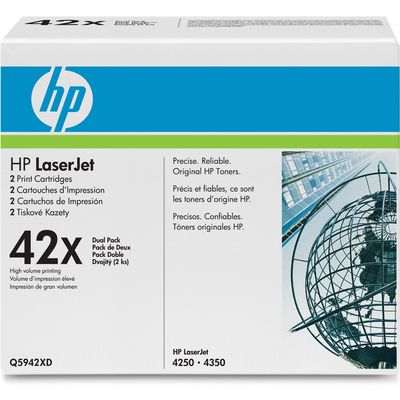 HP 42X (Q5942XD) Toner Zwart Voordeelbundel 2-pack Hoge capaciteit