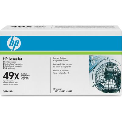 HP 49X (Q5949XD) Toner Zwart Voordeelbundel 2-pack Hoge capaciteit