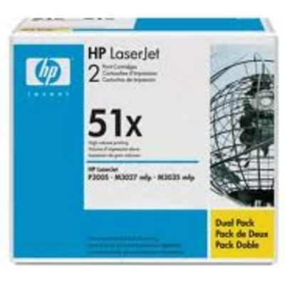 HP 51XD (Q7551XD) Toner Zwart Voordeelbundel 2-pack Hoge capaciteit