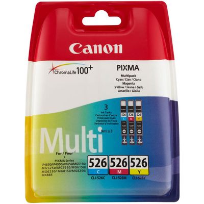 Canon CLI-526C/M/Y Inktcartridge 3-kleuren Voordeelbundel