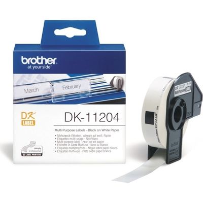 Brother DK-11204 Etiket Zwart op wit (17 mm x 54  mm)