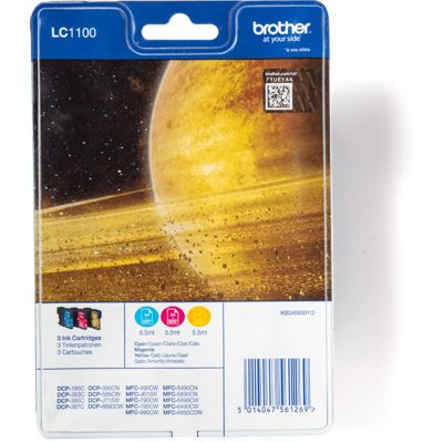 Brother LC-1100RBWBP Inktcartridge 3-kleuren Voordeelbundel