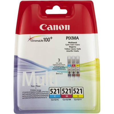 Canon CLI-521C/M/Y Inktcartridge 3-kleuren Voordeelbundel