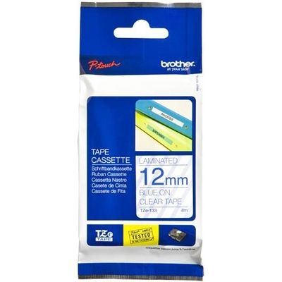 Brother Tze 133 Tape Blauw Op Transparant 12 Mm brother kopen in de aanbieding