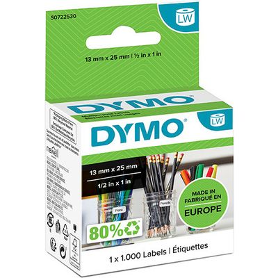 Dymo 11353 (S0722530) Etiket Zwart op wit (25 mm x 13  mm)