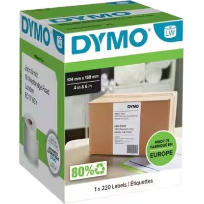 Dymo S0904980 Etiket Zwart op wit (104 mm x 159  mm)