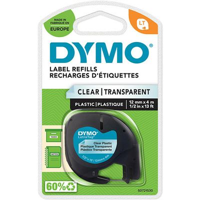 Dymo 12267 (S0721530) Tape Zwart op transparant (12 mm)