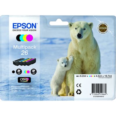 Epson 26 (T2616) Inktcartridge 4-kleuren Voordeelbundel